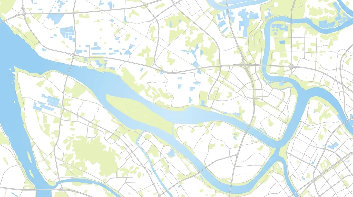 Convert the input satellite imagery into a professional GIS vector base map, with stylized rendering while strictly pres